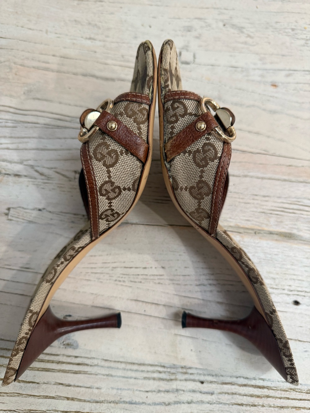 Women’s Gucci GG Bamboo fabric Sandals pumps size 8.5 - Picture 8 of 16